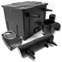 WILTEC Kit De Filtration Bassin Bio 12000l Stérilisateur UVC 18W 80W Pompe éco Ecumeur
