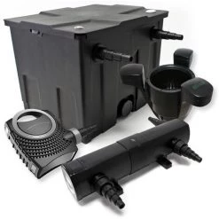 WILTEC Kit De Filtration Bassin Bio 12000l Stérilisateur UVC 24W 80W Pompe éco Ecumeur