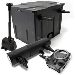 WILTEC Kit Filtration Bassin Bio 12000l 80W Pompe Super éco Stérilisateur UVC 36W Fontaine