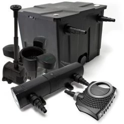 WILTEC Kit De Filtration Bassin 12000l 80W Pompe Super éco Stérilisateur UVC 18W Fontaine Ecumeur