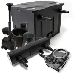 WILTEC Kit De Filtration Bassin 12000l 80W Pompe Super éco Stérilisateur UVC 24W Fontaine Ecumeur