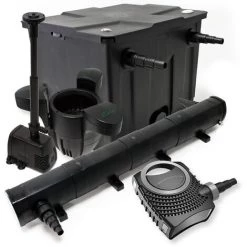 WILTEC Kit De Filtration Bassin 12000l Stérilisateur UVC 72W 80W Pompe éco Fontaine Ecumeur