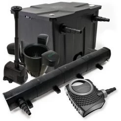 WILTEC Kit De Filtration Bassin 12000l Stérilisateur UVC 72W 80W Pompe éco Fontaine Ecumeur