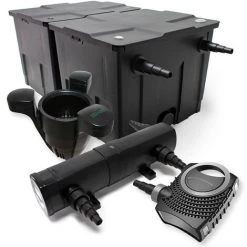 WILTEC Kit De Filtration De Bassin Bio Filtre 60000l Stérilisateur UVC 24W 80W Pompe éco Ecumeur
