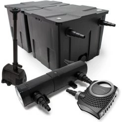 WILTEC Kit De Filtration De Bassin Bio Filtre 60000l Stérilisateur UVC 18W 80W Pompe éco Fontaine
