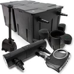 WILTEC Kit De Filtration Bassin Bio Filtre 60000l 80W Pompe Stérilisateur UVC 18W Fontaine Ecumeur