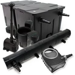 WILTEC Kit De Filtration Bassin Bio Filtre 60000l Stérilisateur UVC 72W 80W Pompe éco Fontaine