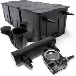 WILTEC Kit De Filtration Bassin Bio 90000l Stérilisateur UVC 18W 80W Pompe éco Ecumeur