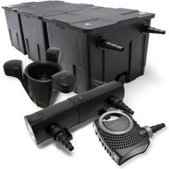 WILTEC Kit De Filtration Bassin Bio 90000l Stérilisateur UVC 24W 80W Pompe éco Ecumeur