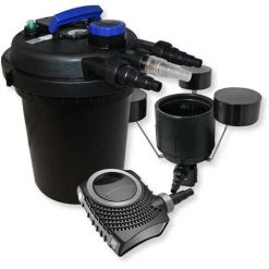 WILTEC Kit De Filtration Bassin à Pression 10000l Stérilisateur UVC 11W 70W Pompe éco Ecumeur
