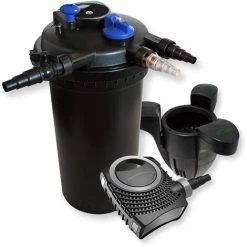 WILTEC Kit De Filtration Bassin à Pression 30000l Stérilisateur UVC 18W 70W Pompe éco Ecumeur
