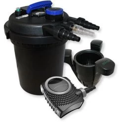WILTEC Kit De Filtration Bassin à Pression 6000l Stérilisateur UVC 11W 70W Pompe éco Ecumeur