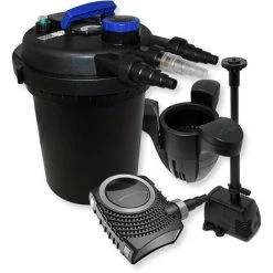 WILTEC Kit De Filtration De Bassin à Pression 6000l Stérilisateur 70W Pompe éco Ecumeur