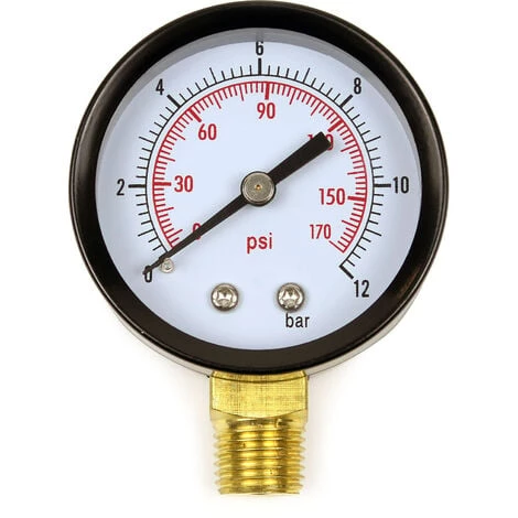 WILTEC 50mm Manomètre Pression Pour Réservoir Pump Radial 12.9mm 0-12 Bar – Image 3