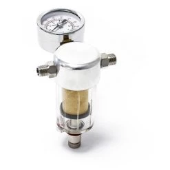 WILTEC Mini Filtre à Air Et Séparateur D'eau Avec Manomètre Pour Aérographe 9,51 Mm (1/8")