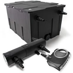 WILTEC Kit De Filtration De Bassin Bio Filtre 60000l Stérilisateur UVC 24W 80W Pompe éco