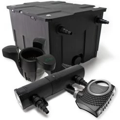 WILTEC Kit De Filtration De Bassin Bio Filtre 60000l Stérilisateur UVC 18W 80W Pompe éco Ecumeur
