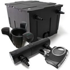 WILTEC Kit De Filtration De Bassin Bio Filtre 60000l Stérilisateur UVC 24W 80W Pompe éco Ecumeur