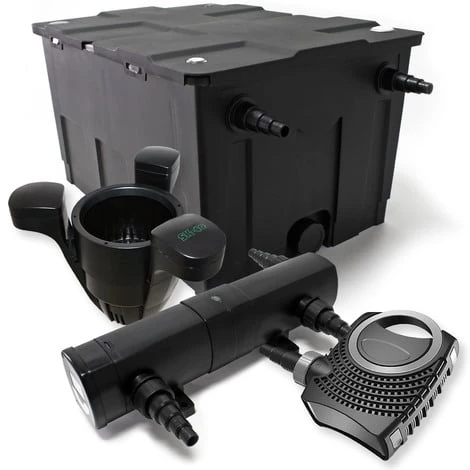 WILTEC Kit De Filtration De Bassin Bio Filtre 60000l Stérilisateur UVC 24W 80W Pompe éco Ecumeur