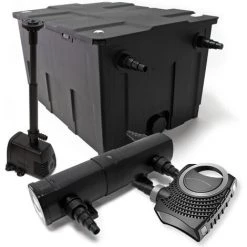WILTEC Kit De Filtration De Bassin Bio Filtre 60000l Stérilisateur UVC 24W 80W Pompe éco Fontaine