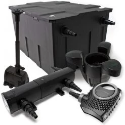 WILTEC Kit De Filtration Bassin Bio Filtre 60000l 80W Pompe Stérilisateur UVC 18W Fontaine Ecumeur