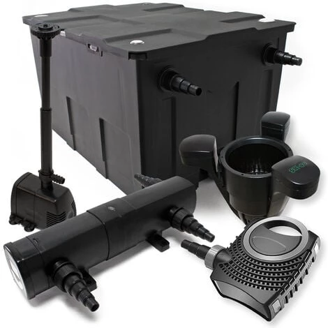 WILTEC Kit De Filtration Bassin Bio Filtre 60000l 80W Pompe Stérilisateur UVC 24W Fontaine Ecumeur