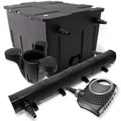 WILTEC Kit De Filtration Bassin Bio Filtre 60000l Stérilisateur UVC 72W 80W Pompe éco Ecumeur