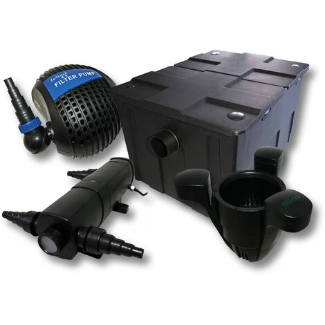 WILTEC Kit De Filtration Bassin Bio Filtre 60000l Stérilisateur UVC 72W 80W Pompe éco Ecumeur
