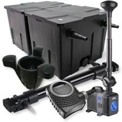 WILTEC SunSun Kit De Filtration De Bassin 60000l 72W UVC Stérilisateur 80W Pompe Fontaine Skimmer