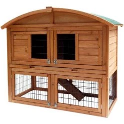 WILTEC Clapier Pour Lapins Enclos 2 Étages Maison Rongeurs Bois D’épicéa Cage Bac Excréments Jardin