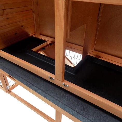 WILTEC Clapier Pour Lapins Enclos 2 Étages Maison Rongeurs Bois D’épicéa Cage Bac Excréments Jardin – Image 2