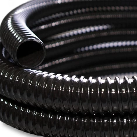 WILTEC Tuyau De Refoulement 0,5 M Flexible Spiralé 25 Mm (1") Noir Avec Spirale De Renforcement Bassin