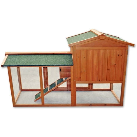 WILTEC Cabane à Petits Rongeurs Clapier Abri Petits Animaux Enclos Espace Libre 2 Niveaux Bois D’épicéa – Image 2