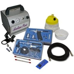 WILTEC Kit Compresseur Airbrush Professionnel AS176 Avec Deux Pistolets