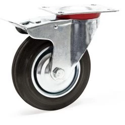 WILTEC Roulette Blocage Double Ø 200mm Roue Caoutchouc Jante Métal 150 Kg Transport Appareil Meuble