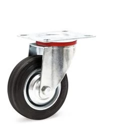 WILTEC Roulette Fixe Ø 100 Mm Roue Caoutchouc Jante Métal 50 Kg Transport Appareil Accessoire Meuble