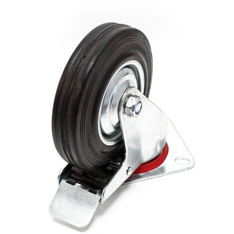 WILTEC Roulette Blocage Double Ø 125 Mm Roue Caoutchouc Jante Métal 100Kg Charge Transport Appareil Meuble – Image 2