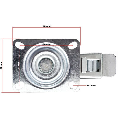 WILTEC Roulette Blocage Double Ø 125 Mm Roue Caoutchouc Jante Métal 100Kg Charge Transport Appareil Meuble – Image 4