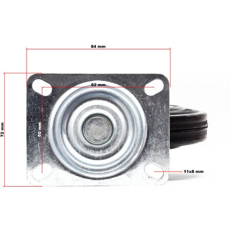 WILTEC Roulette Fixe Ø 75 Mm Roue Caoutchouc Jante Métal 50 Kg Charge Transport Appareil Accessoires Meuble – Image 4