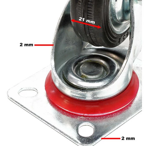 WILTEC Roulette Fixe Ø 75 Mm Roue Caoutchouc Jante Métal 50 Kg Charge Transport Appareil Accessoires Meuble – Image 5