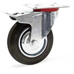 WILTEC Roulette Blocage Double Ø160mm Roue Caoutchouc Jante Métal 130Kg Transport Appareil Meuble