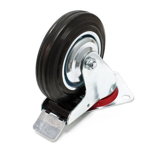 WILTEC Roulette Blocage Double Ø160mm Roue Caoutchouc Jante Métal 130Kg Transport Appareil Meuble – Image 2