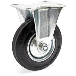 WILTEC Roulette Fixe Ø 125 Mm Roue Caoutchouc Jante Métal 100 Kg Transport Appareil Accessoire Meuble