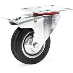 WILTEC Roulette Blocage Double Ø100mm Roue Caoutchouc Jante Métal 70Kg Transport Appareil Accessoire Meuble