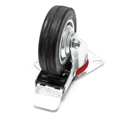 WILTEC Roulette Blocage Double Ø100mm Roue Caoutchouc Jante Métal 70Kg Transport Appareil Accessoire Meuble – Image 2