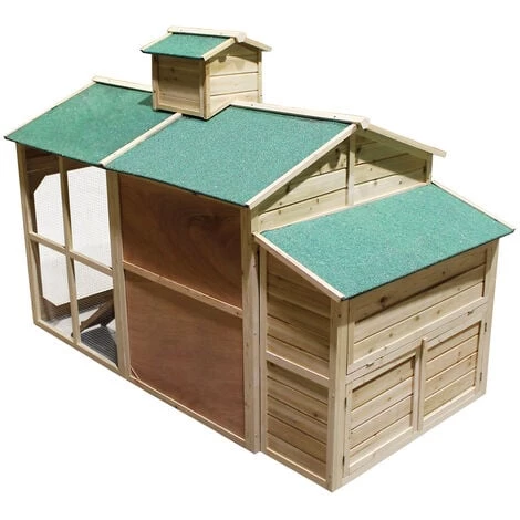 WILTEC Poulailler En Bois Style Cottage Avec Enclos Extérieur Nichoir Cage Élevage Basse-cour – Image 2